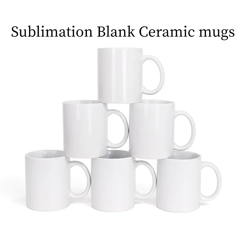 Sublimation Mug White - 11オンスの昇華プリント用無地のセラミックマグカップ。2個、4個、12個入り。白い磁器製で、コーヒーまたはミルク用。DIYロゴや家族へのギフトに最適な、熱転写可能なマグカップ。