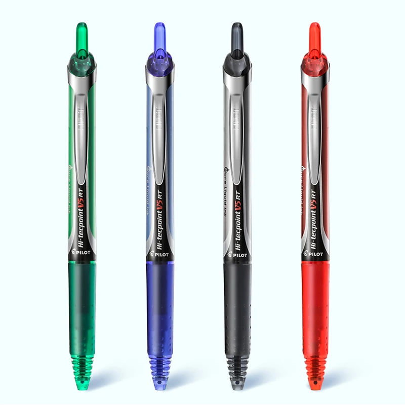 Pilot Pen V5 - ジャパンパイロット ハイテックポイント V5 RT 0.5mm リトラクタブルゲルペン、精密なペン先、黒と緑、耐水性、オフィス文具、BXRT-V5