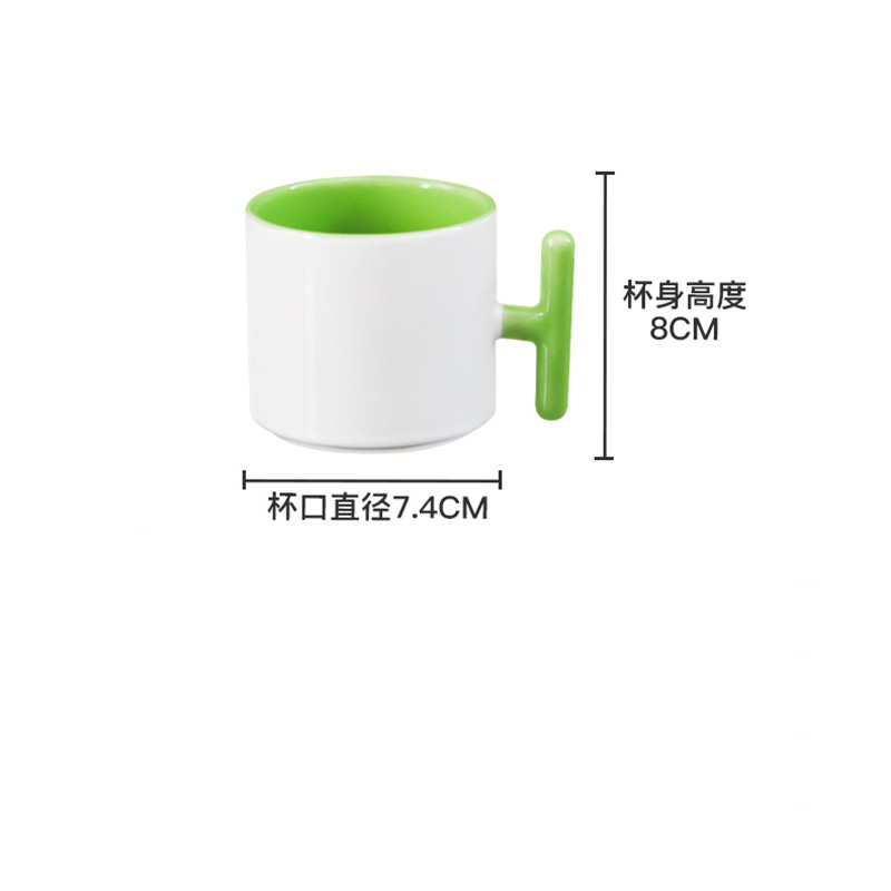 2個セット クリエイティブT字型ハンドル セラミックマグカッ - Sublimation Mug White のレビューと価格